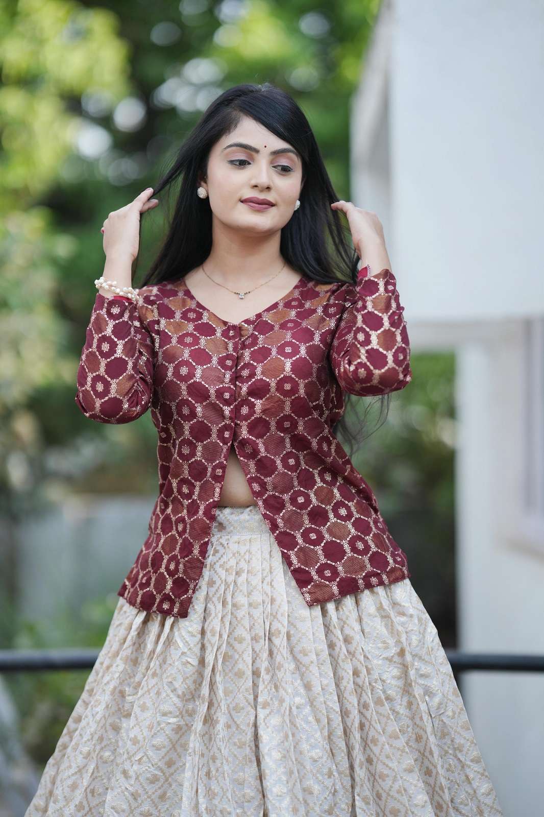 CRAZYCLOTHES GRTN 9033 JAQUARD SILK READFY TO WEAR LEHENGAS