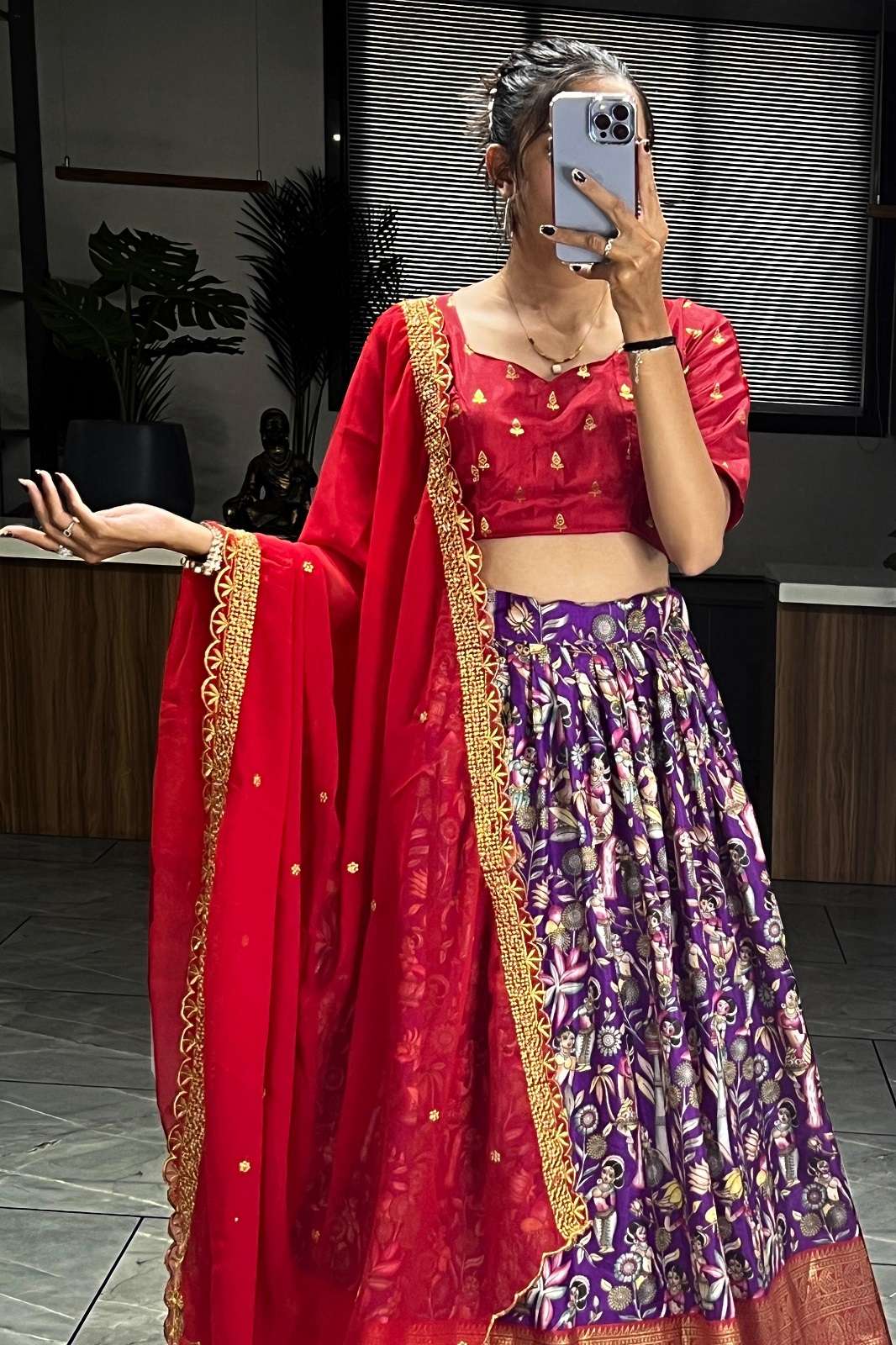 CRAZYCLOTHES GRTN7080 SOFT DOLA SILK PRINTED LEHENGAS