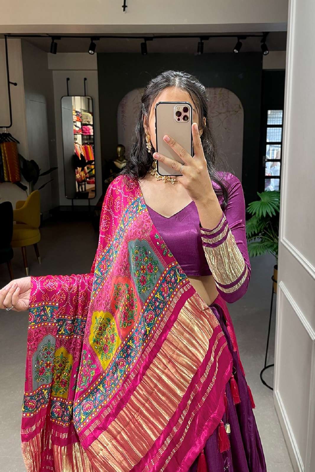 CRAZYCLOTHES LNB 1653 GAJI SILK LAGDI PATTA LEHENGAS