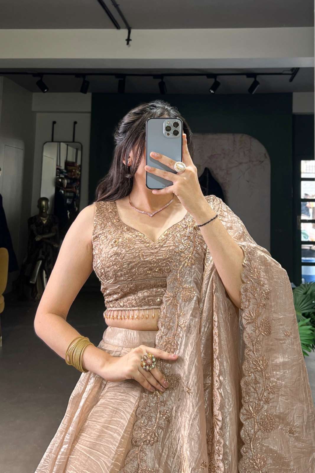 CRAZYCLOTHES REENE LNB1430 GOLD CRUSH LEHENGAS