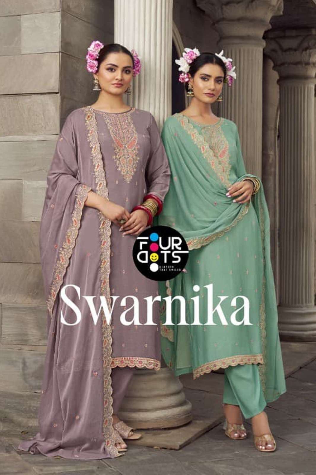 FOURDOTS SWARNIKA VISCOSE MUSLINE HANDWORKED SUITS