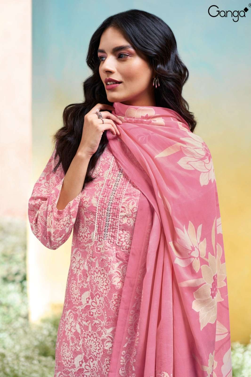 GANGA ANVEE S3630 PREMIUM COTTON PRINTED SUIT WITH EMBROIDERY