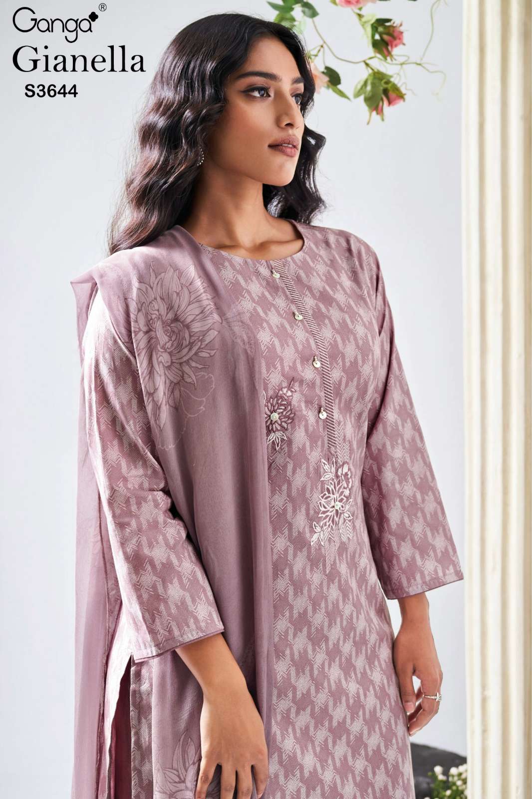 GANGA GIANELLA S3644 PREMIUM COTTON PRINTED SUIT WITH EMBROIDERY