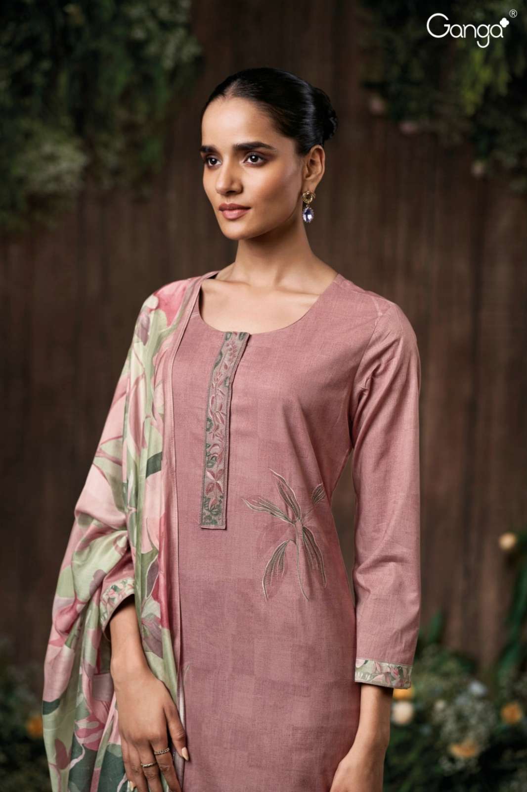 GANGA GITALI S3594 PREMIUM COTTON PRINTED SUIT WITH EMBROIDERY
