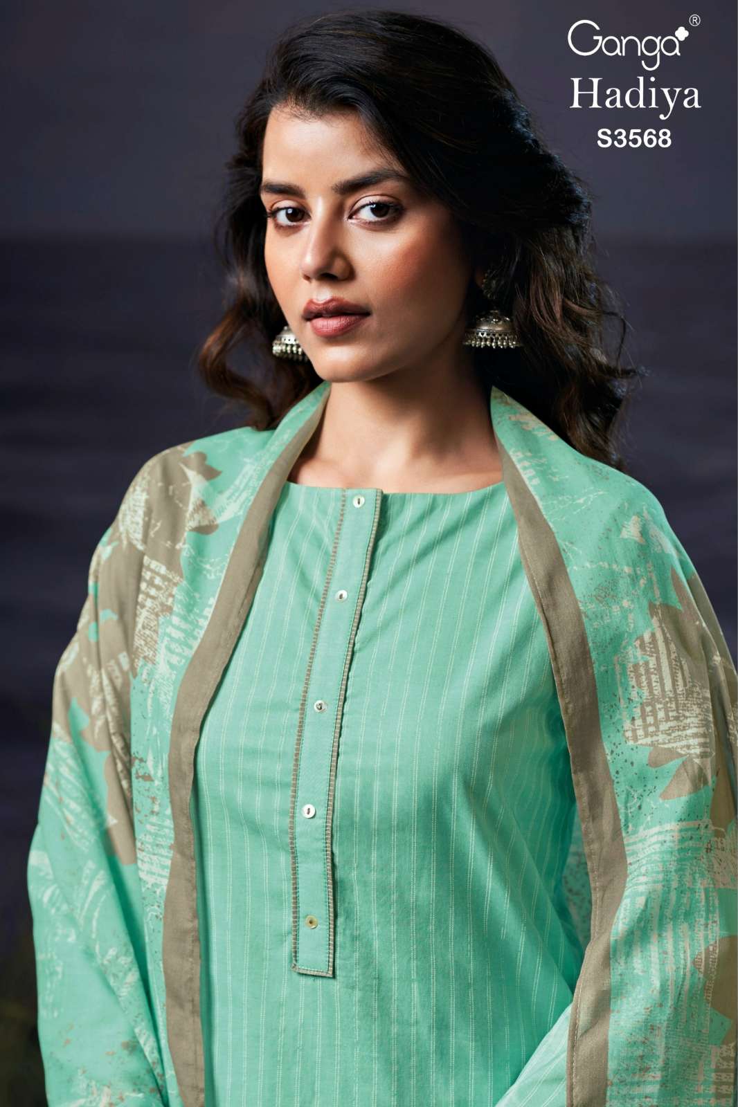 GANGA HADIYA S3568 PREMIUM COTTON PRINTED SUIT WITH EMBROIDERY