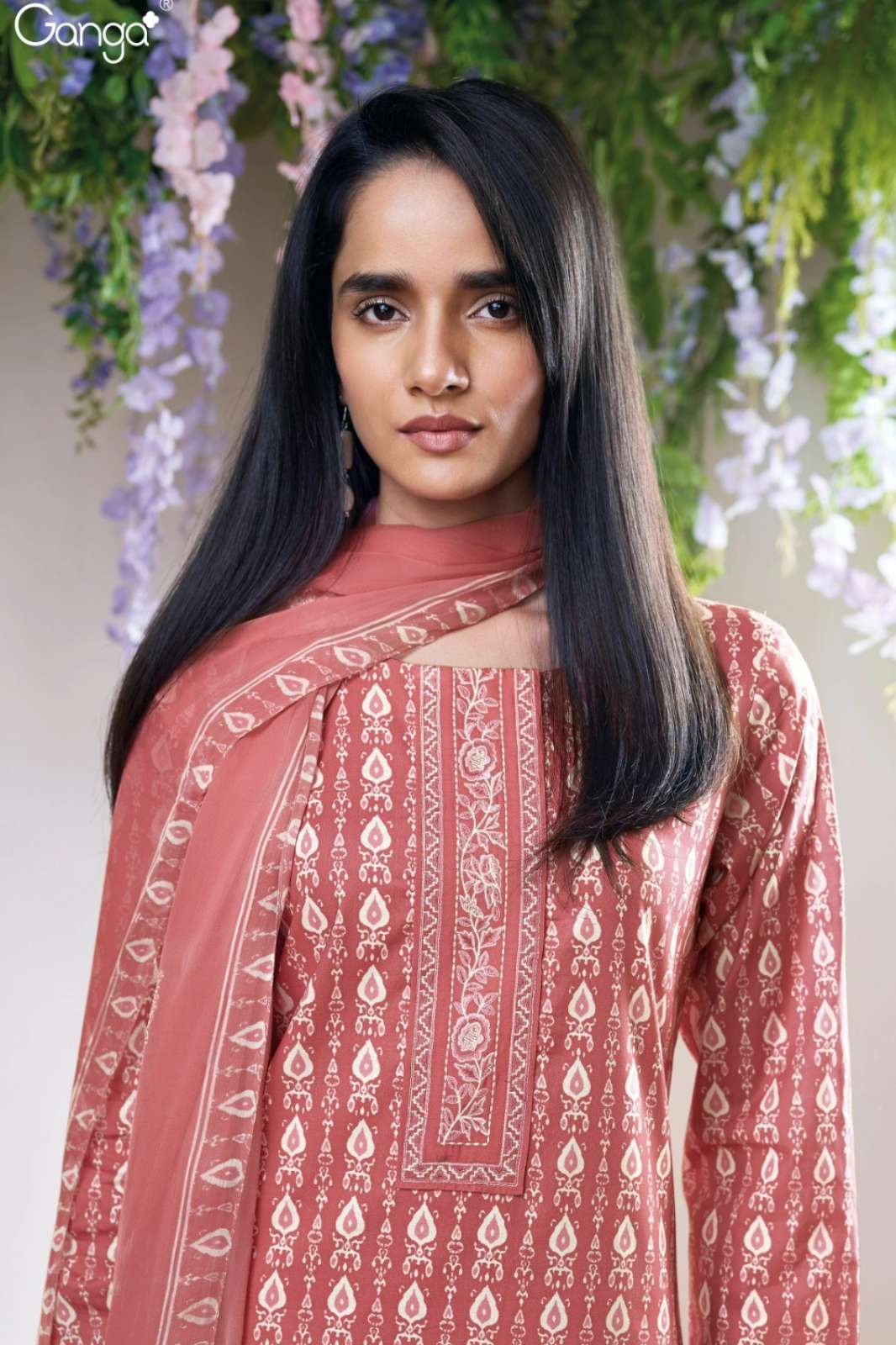 GANGA KAELIS S3627 PREMIUM COTTON PRINTED SUIT WITH EMBROIDERY