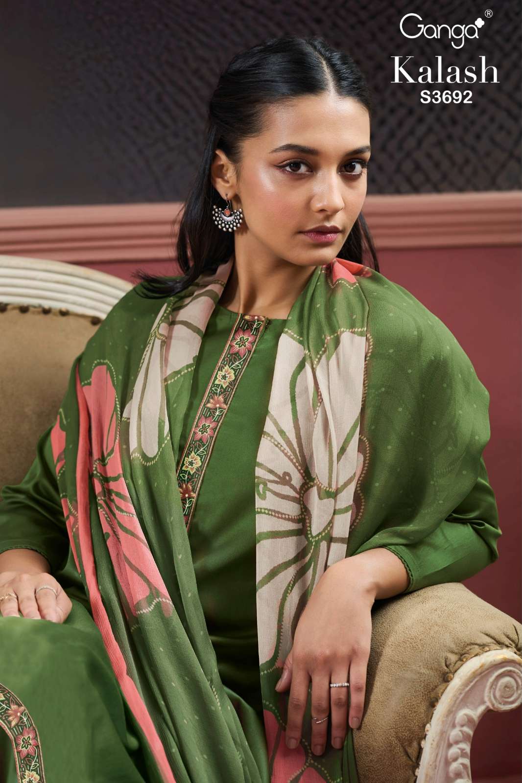 GANGA KALASH S3692 PREMIUM COTTON SILK SOLID SUIT WITH PRINT WORK