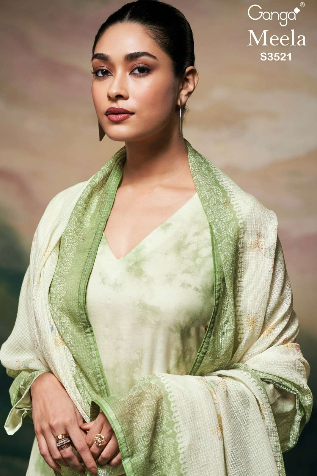 GANGA MEELA  S3521 PREMIUM PURE MAL PRINTED SUIT WITH HAND EMBROIDERY