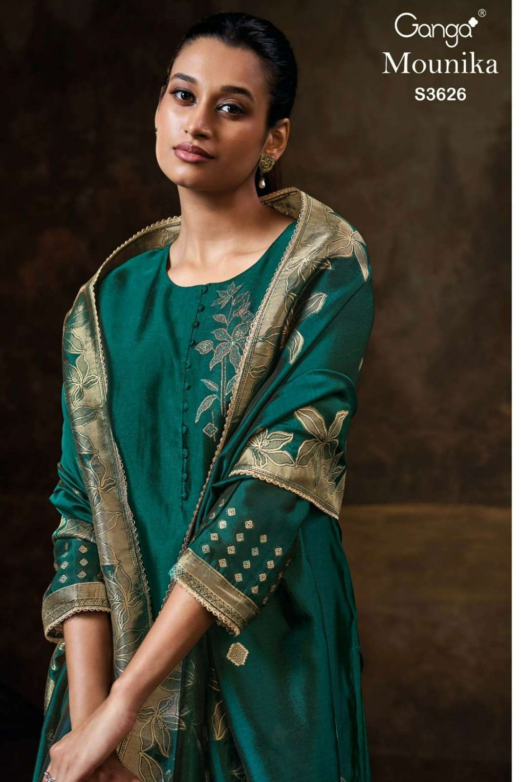 GANGA MOUNIKA S3626 PREMIUM PURE VISCOSE WOVEN SILK SUIT WITH EMBROIDERY
