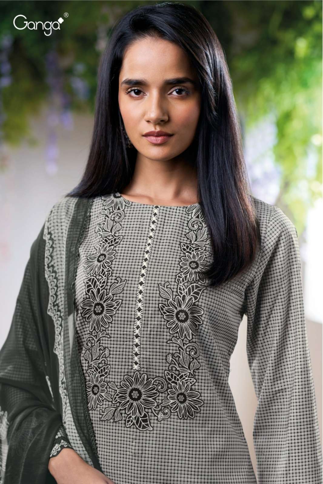 GANGA MYRAAVI S3628 PREMIUM COTTON PRINTED SUIT WITH HAND WORK