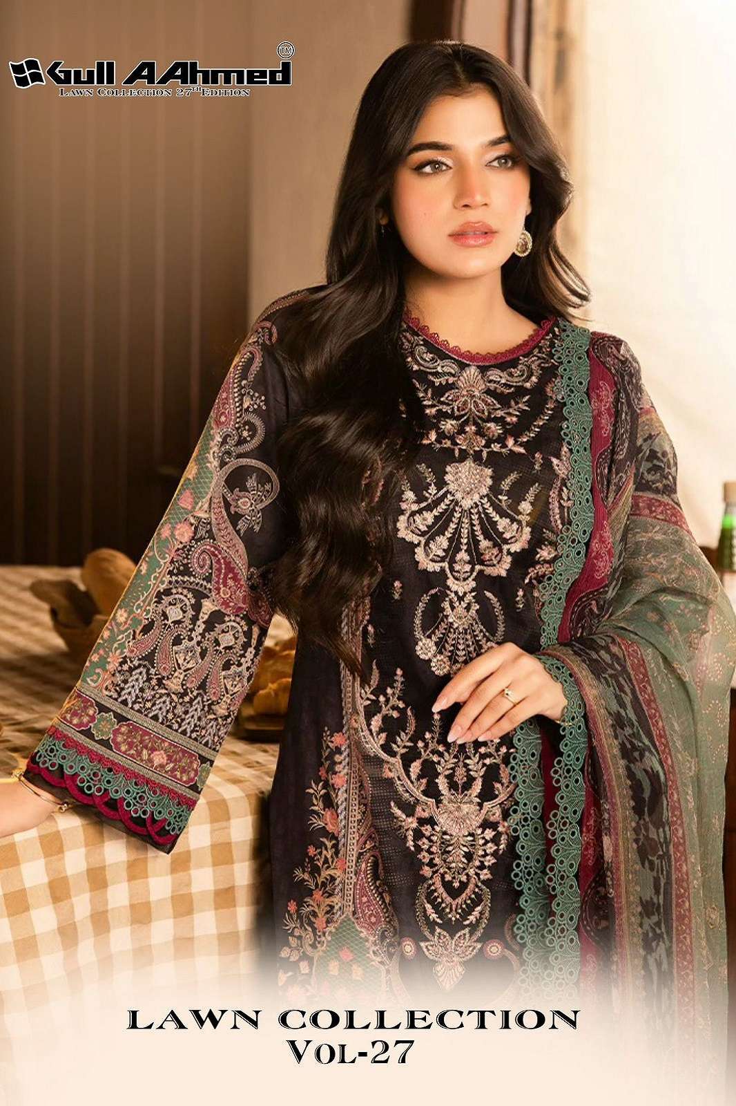 GULL AAHEMAD VOL 27 PURE LAWN PRINTED DRESS MATERIALS