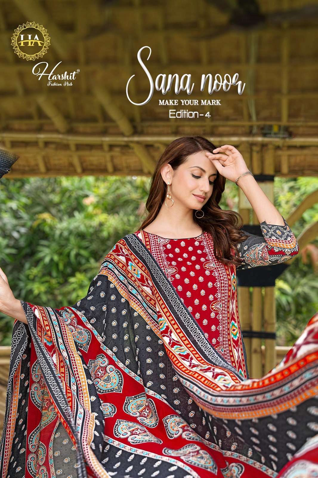 HARSHIT FASHION SANA NOOR VOL 4 VISCOSE HANDWORKED DRESS MATERIALS