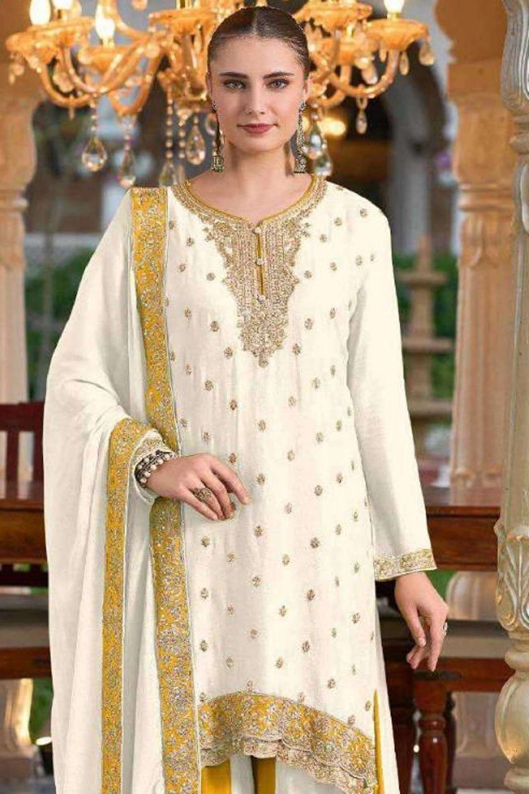 HOOR TEX HF 127 A TO D CHINON EMBROIDERY WORKED READYMADE SUITS
