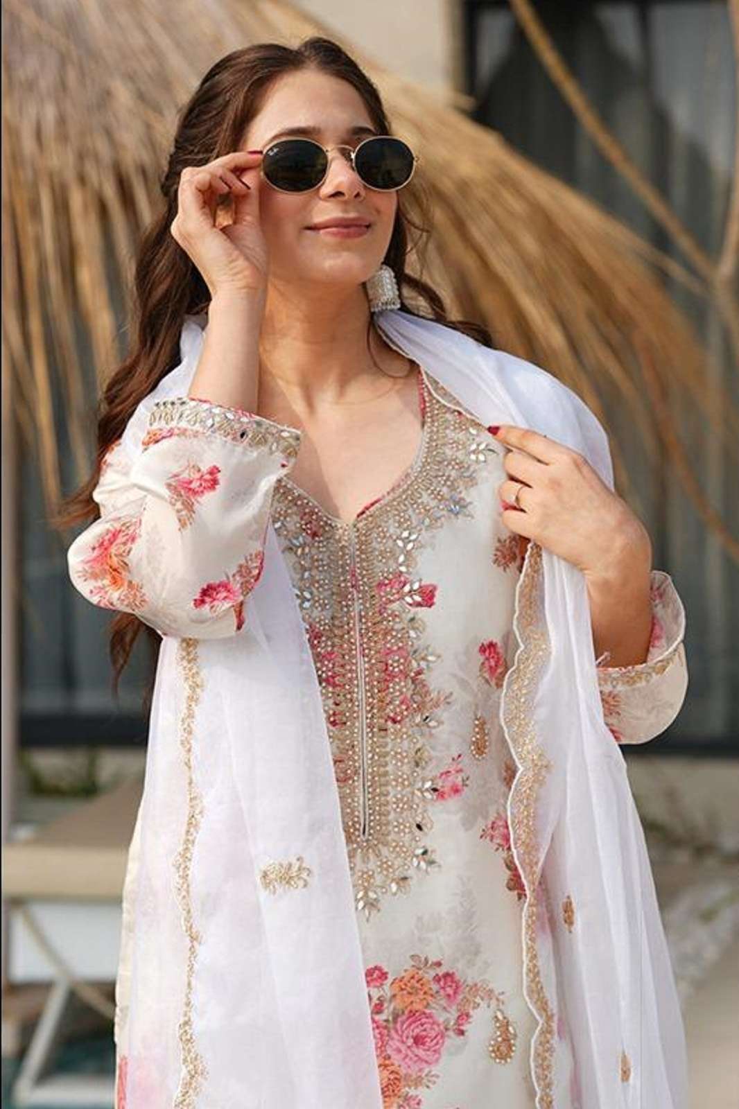 HOOR TEX HF 182 A TO D ORGANZA PRINTED READYMADE SUITS