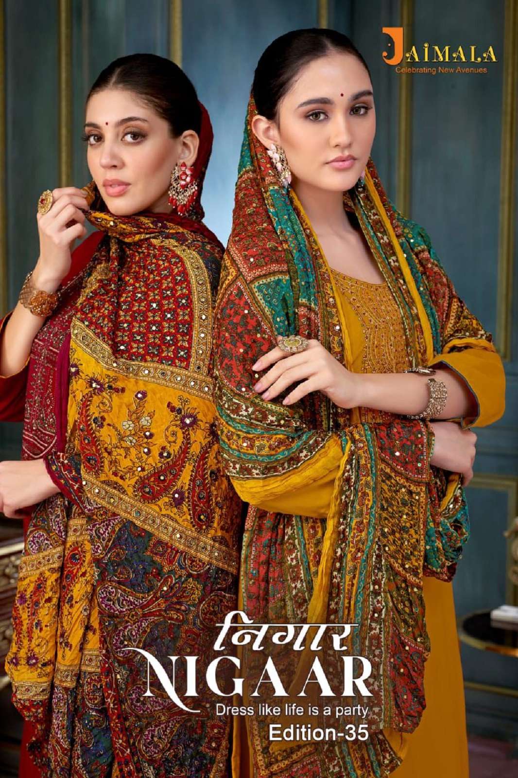 JAIMALA NIGAAR VOL 35 RAYON EMBROIDERED DRESS MATERIALS