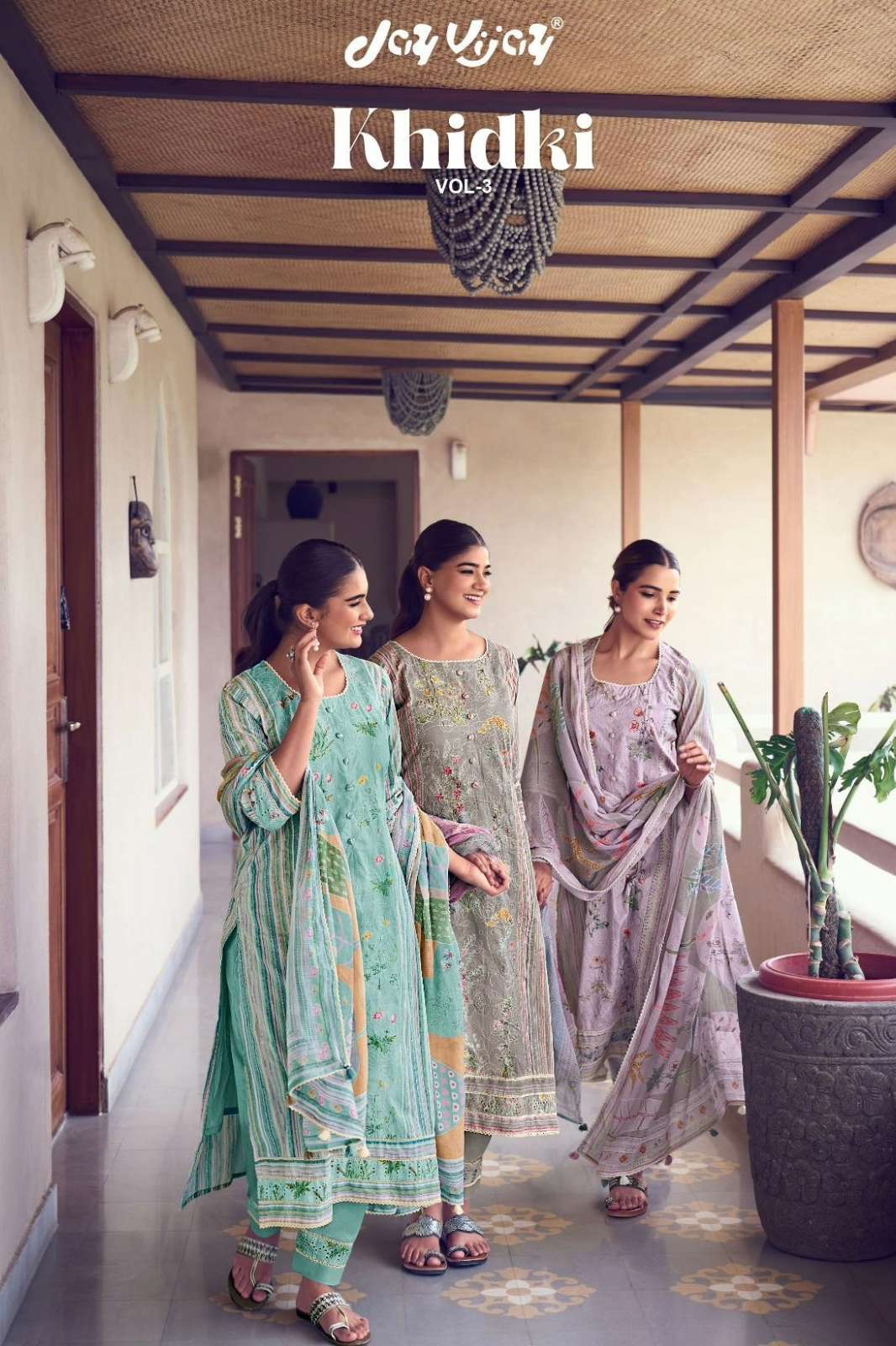 JAY VIJAY KHIDKI VOL-3 PURE COTTON EMBROIDERY DIGITAL PRINTED SUIT