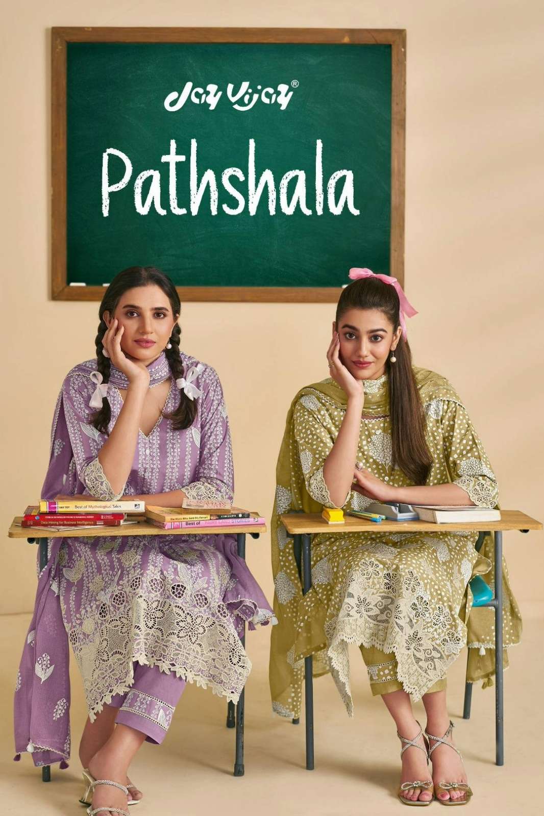 JAY VIJAY PATHSHALA PURE COTTON BLOCK PRINTED SUIT WITH EMBROIDERY 