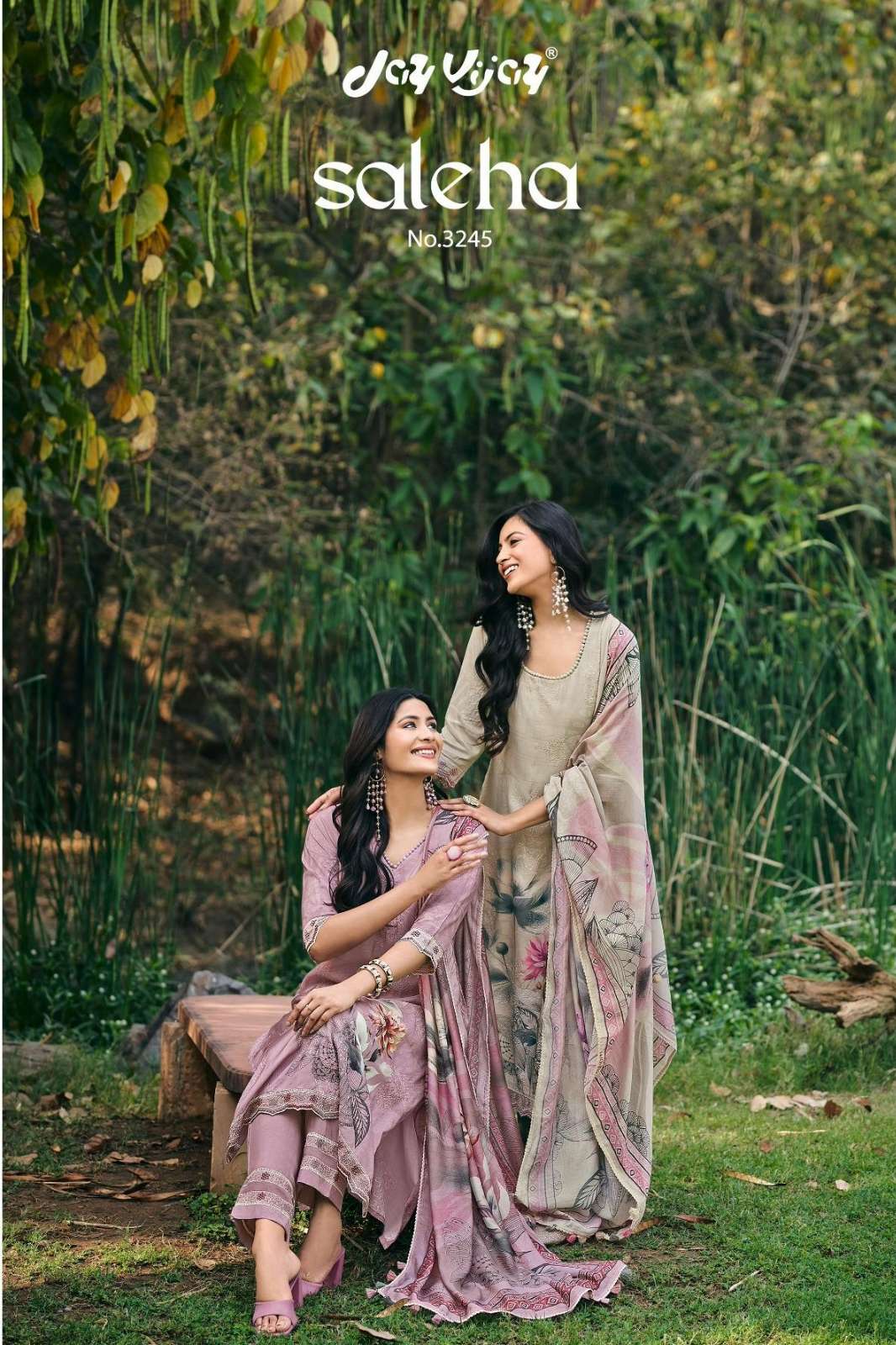 JAY VIJAY SALEHA 3245 PURE MOGA SILK SUIT WITH EMBROIDERY 