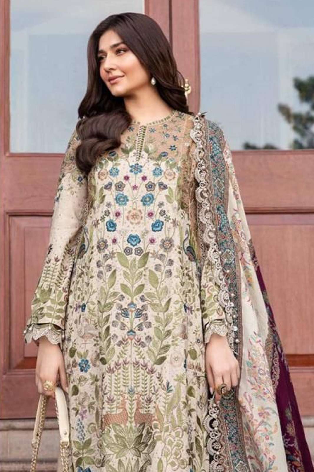 JIHAN 3638 RAYON COTTON EMRBODIERED SUITS