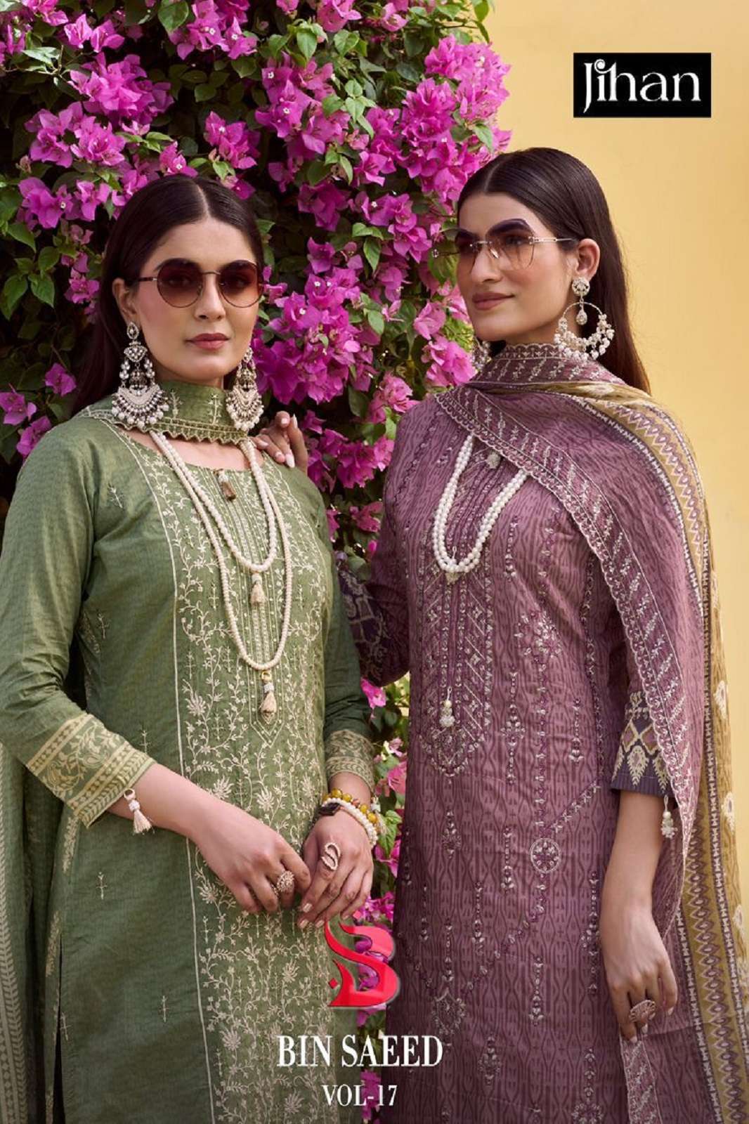 JIHAN BIN SAEED LAWN VOL 17 LAWN EMBROIDERED DRESS MATERIALS
