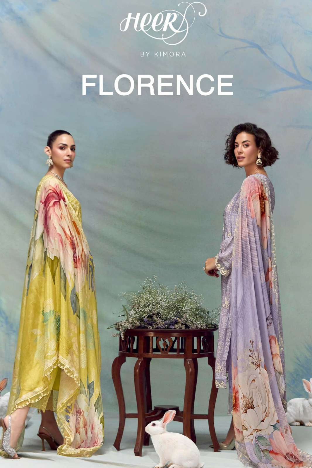KIMORA  HEER FLORENCE PURE MUSLIN DIGITAL PRINTED SUIT WITH DORI EMBROIDERY 