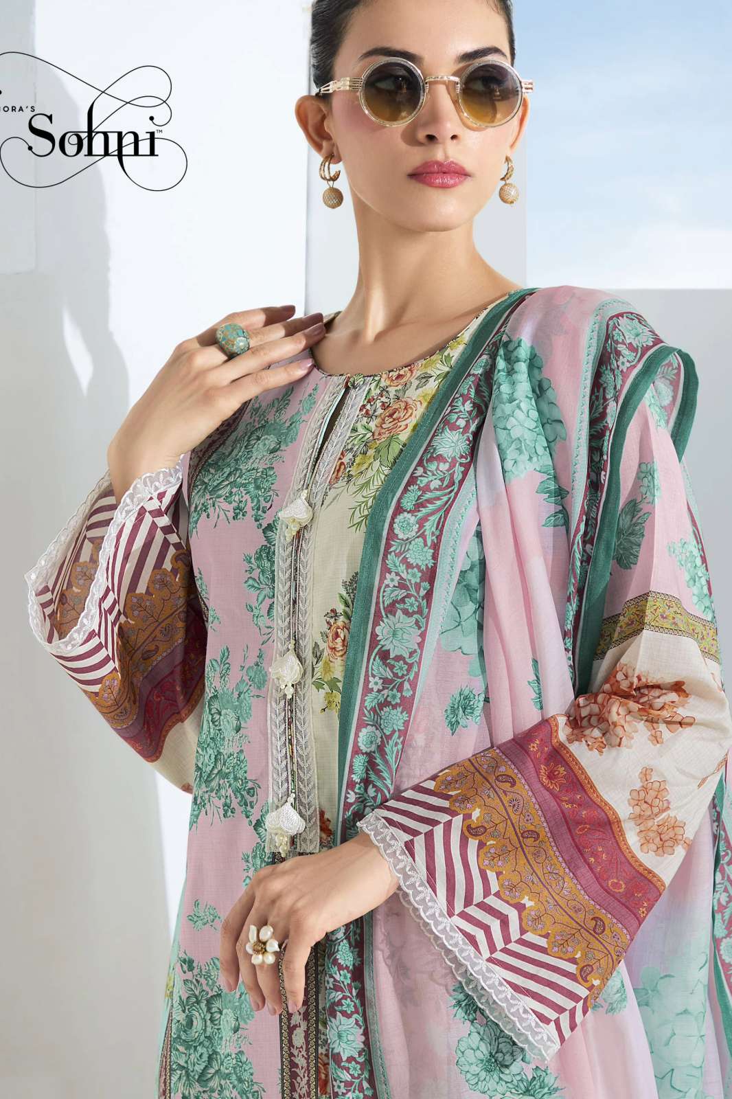 KIMORA SOHNI RHYTHM PURE COTTON LAWN SUIT WITH RESHAM EMBROIDERY
