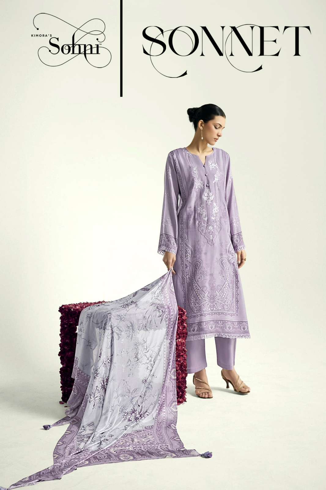 KIMORA SOHNI SONNET PURE COTTON LAWN SUIT WITH DIGITAL PRINT & EMBROIDERY