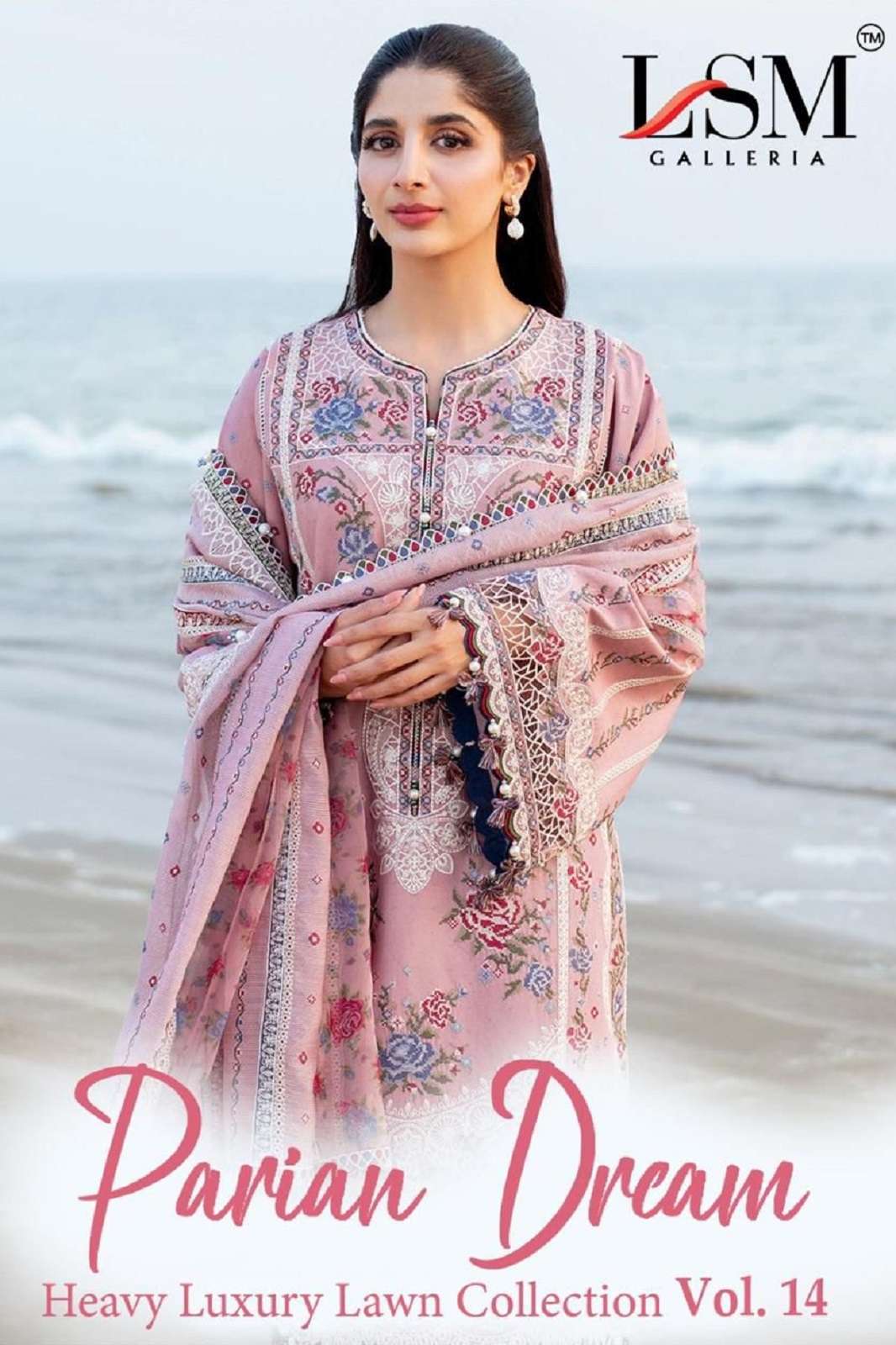 LSM GALLERIA PARIAN DREAMS LAWN VOL 14 LAWN PRINTED DRESS MATERIALS