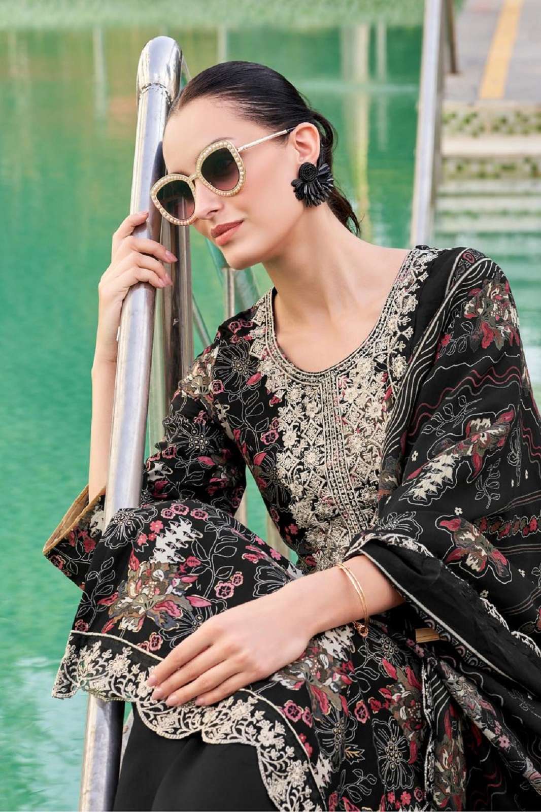 MEHBOOB TEX 1613 VISCOSE MUSLINE HANDWORKED SUITS