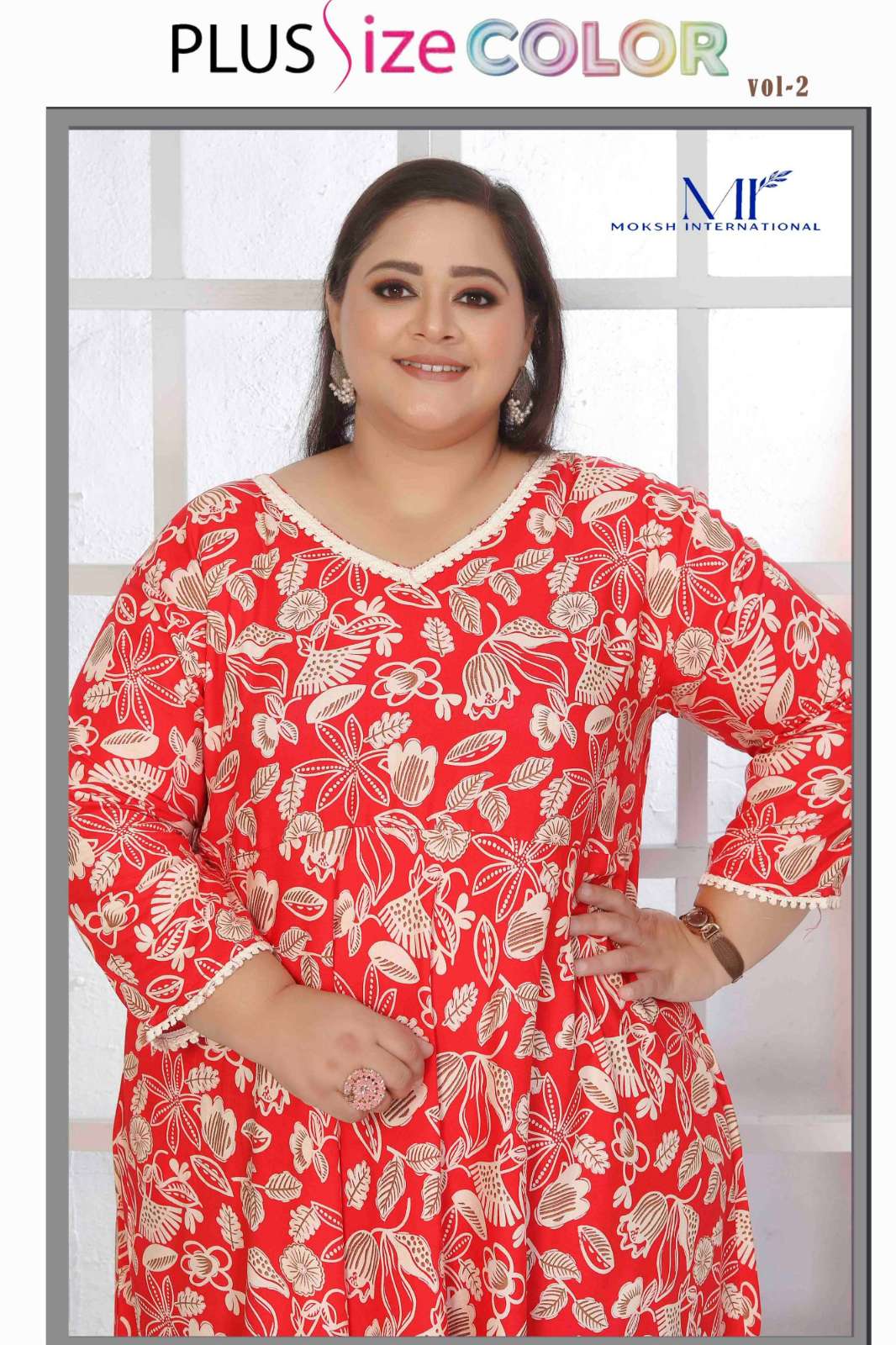 Moksh International Plus Size Color Vol 2 Ready to Wear Designer Rayon Long Kurti 