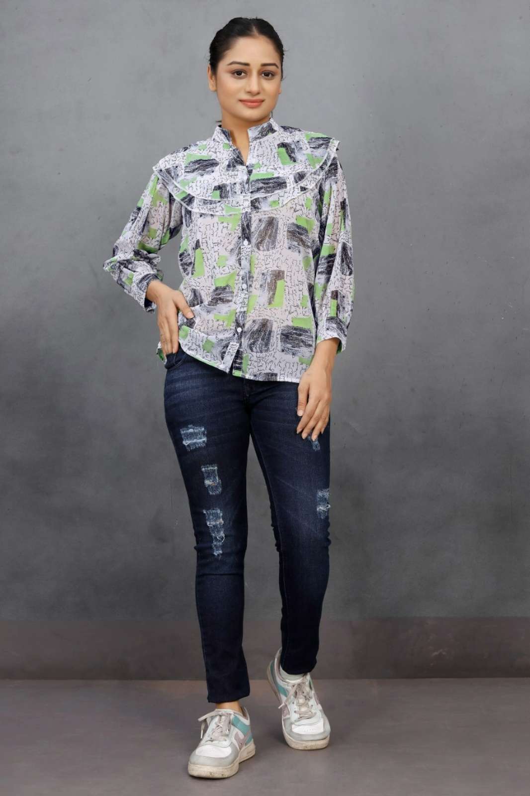 Moksh International Veronica Vol 1 14438 Ready to Wear Georgette Printed Top