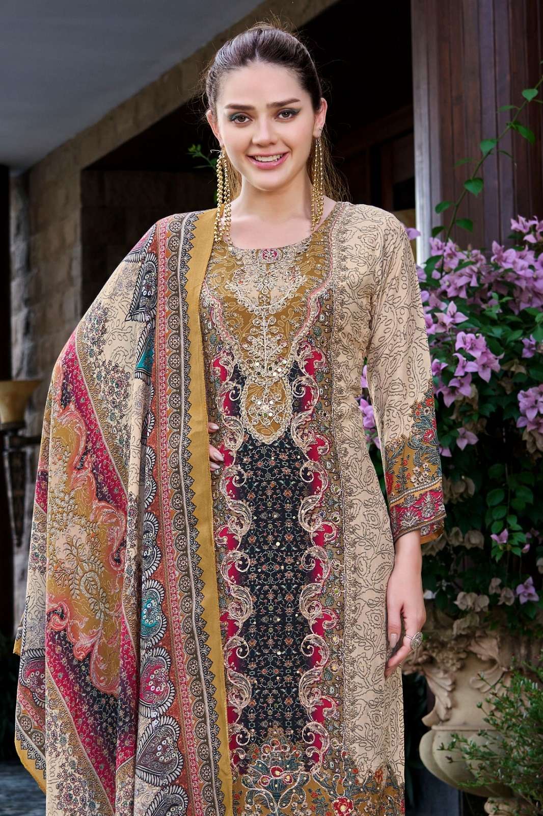 MOTIFZ 965 A TO D VISCOSE MUSLINE HAND WORKED SUITS