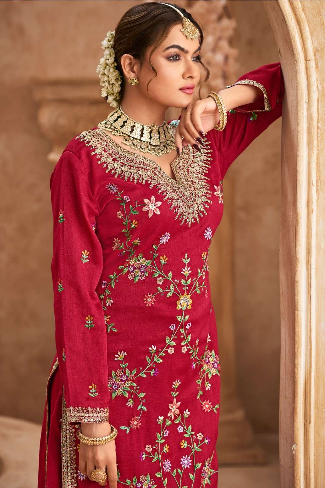 RADHA TRENDZ JHALAK CHINON EMROIDERED SUITS