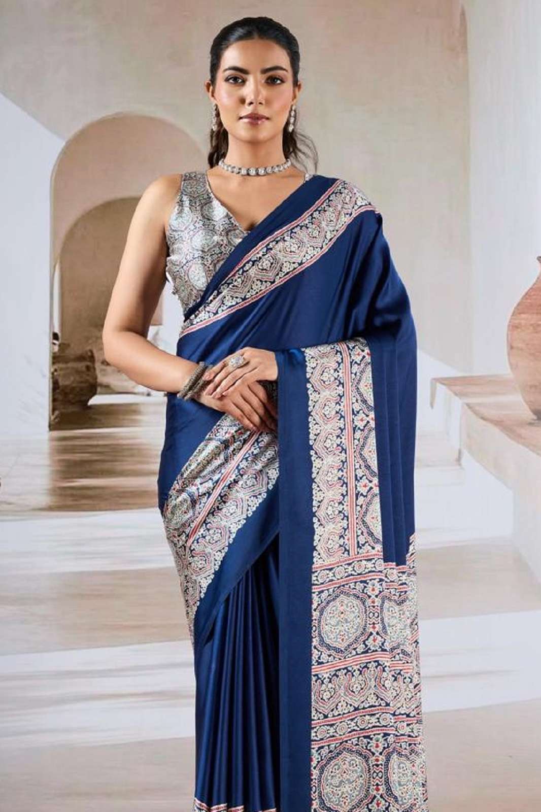 RAJTEX PURE AJARAKH 004 MODAL SATIN PRINTED SAREES