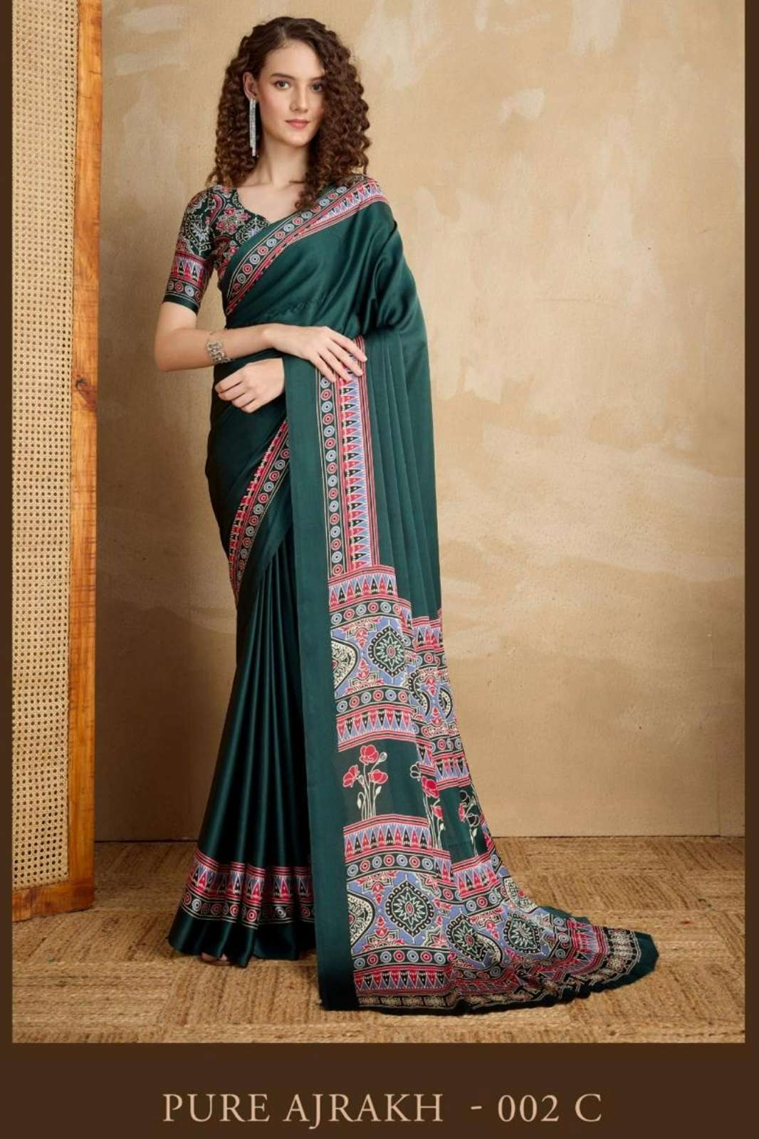 Rajtex Pure Ajrakh 02 02A TO 02E Uniform Wear Satin Crepe Printed Saree