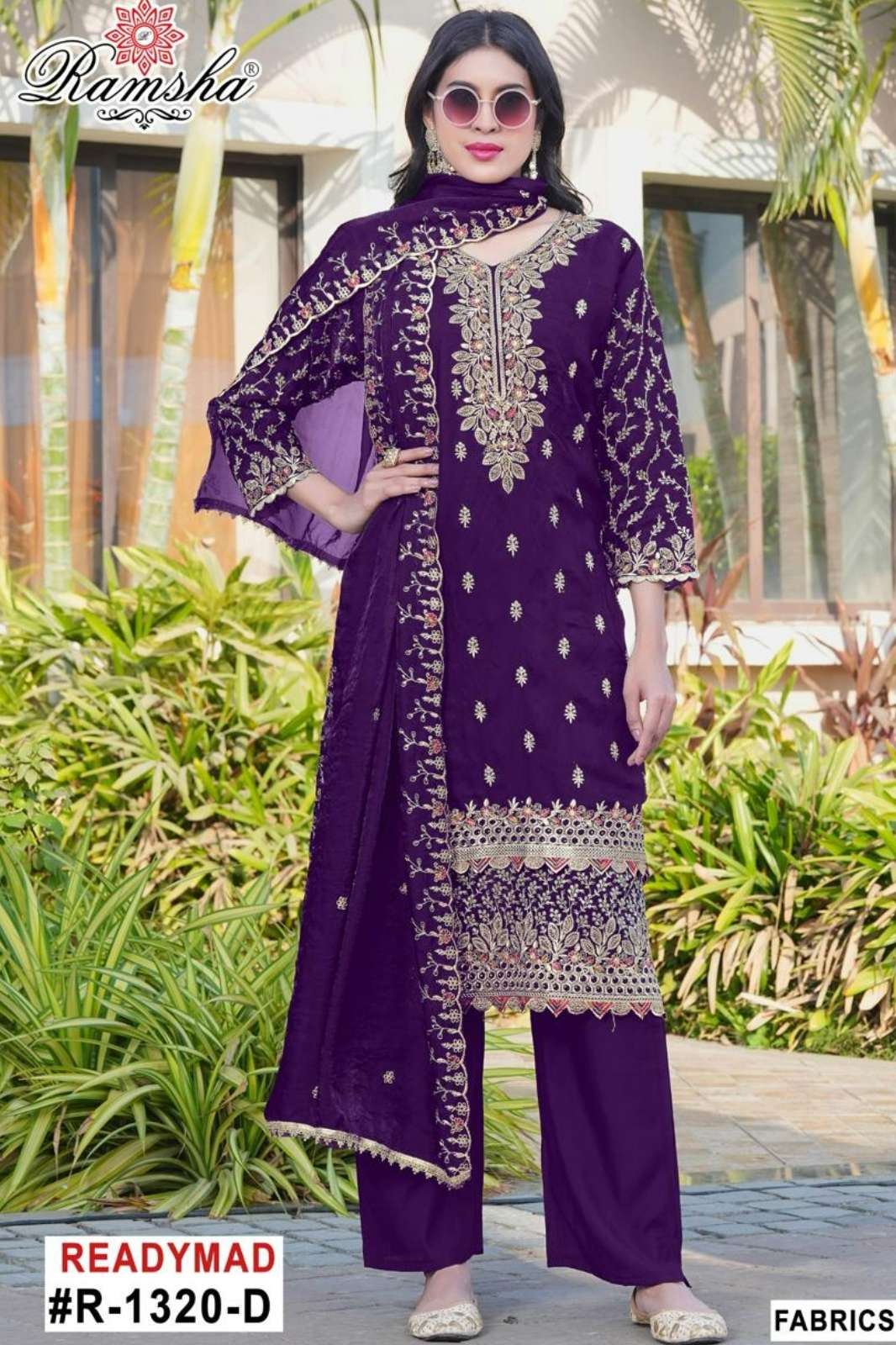 RAMSHA R 1320 Ready To Wear A to D Embroidery Pakistani Fandy Fabric Suit