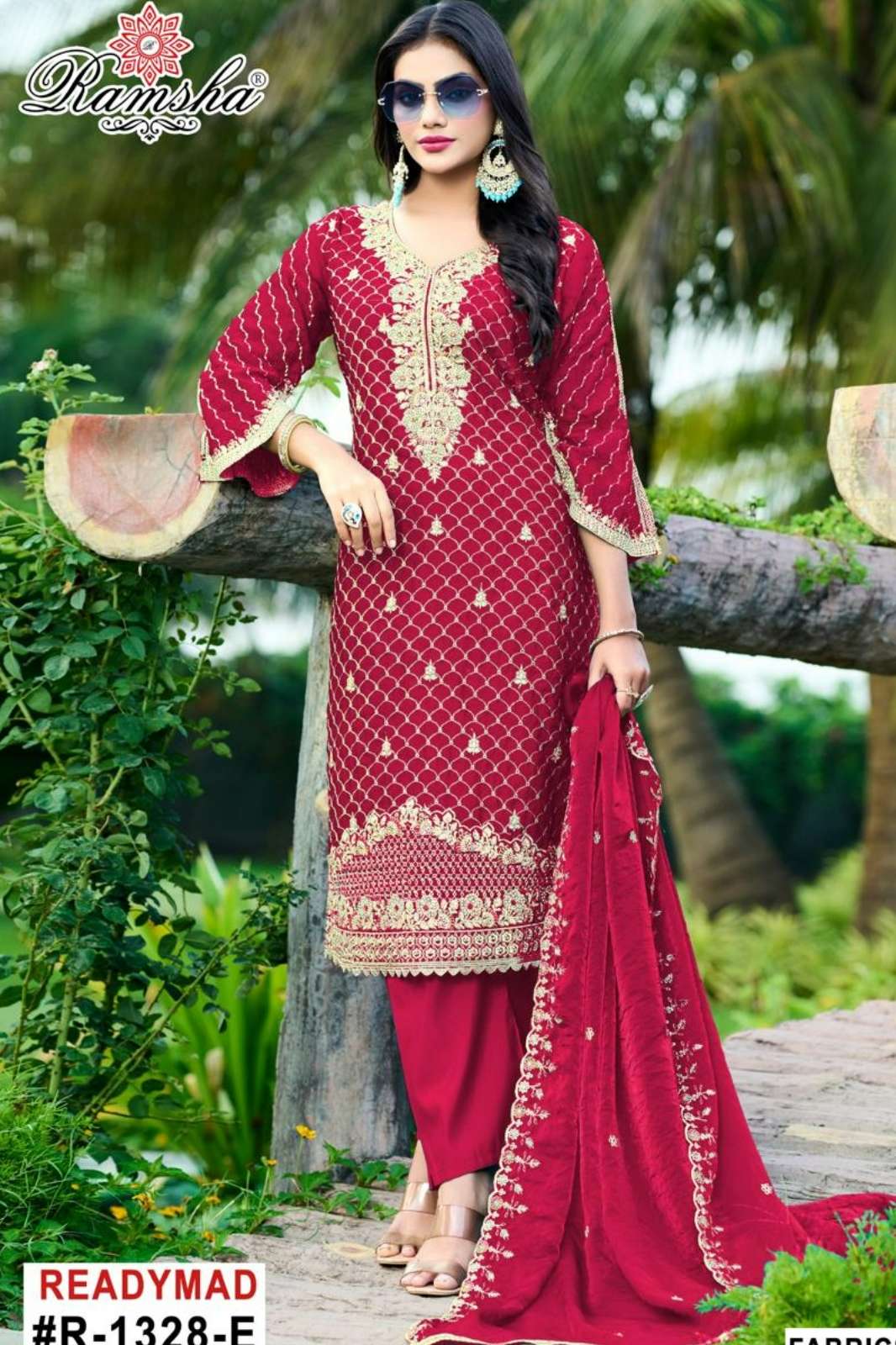 RAMSHA R 1328 Ready To Wear Embroidered Pakistani Fandy Fabric Suit