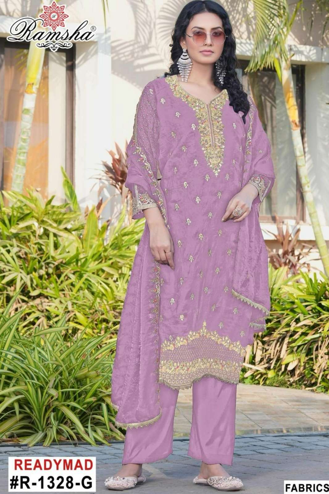 RAMSHA R 1328 Ready To Wear Embroidery Work Pakistani Fandy Fabric Suit