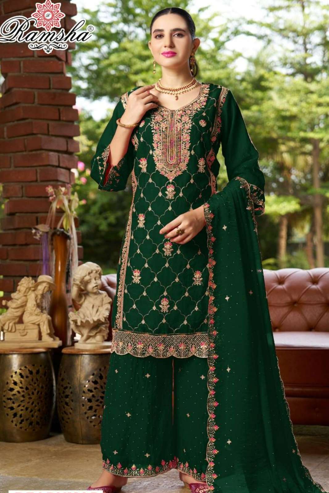 RAMSHA R 1345 Ready To Wear Embroidery Pakistani Fandy Fabric Suit