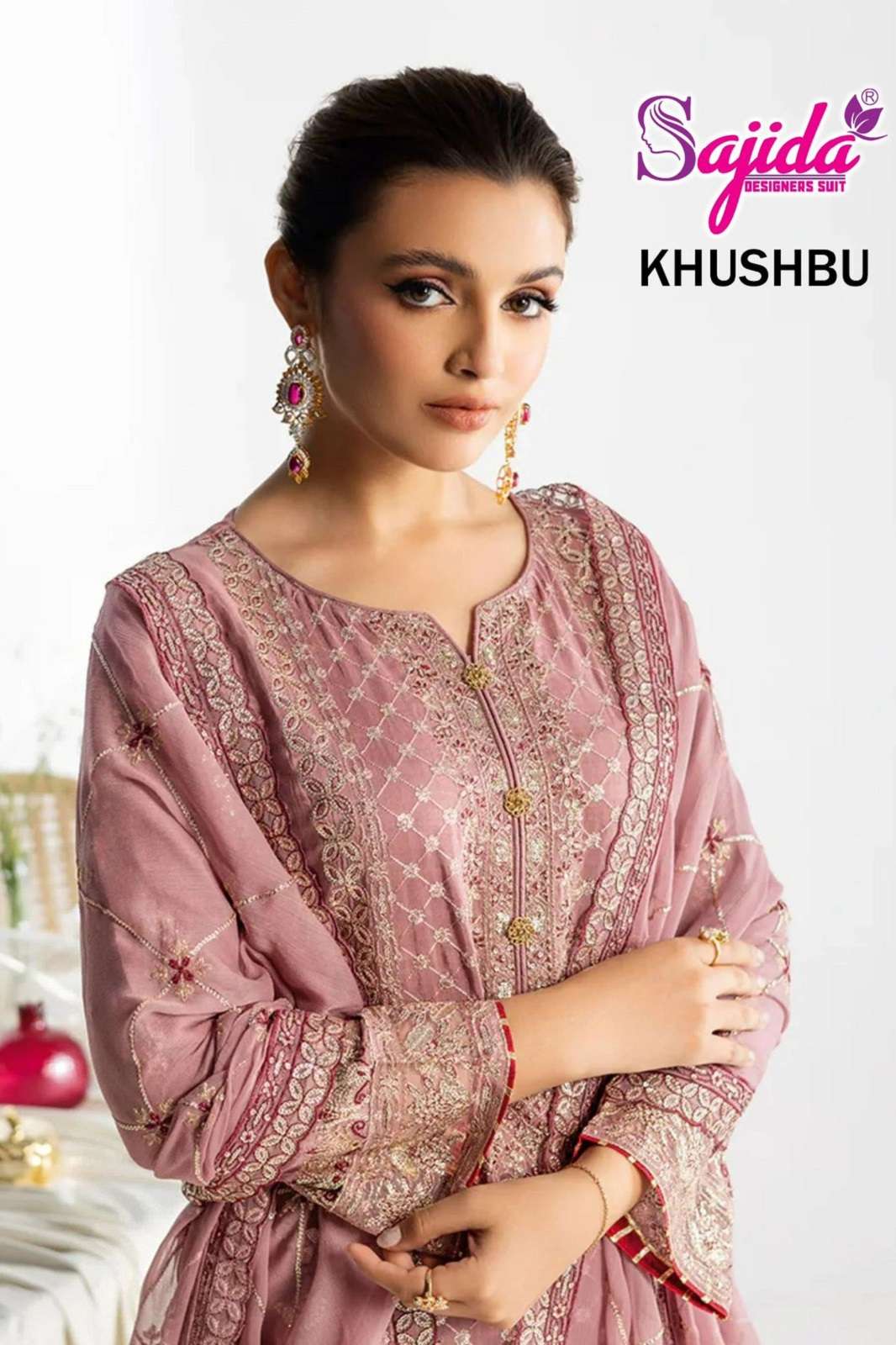 SAJIDA DESIGNER KHUSHBU VOL 1 1030 1031 1032 GEORGETTE EMBROIDERED SUITS
