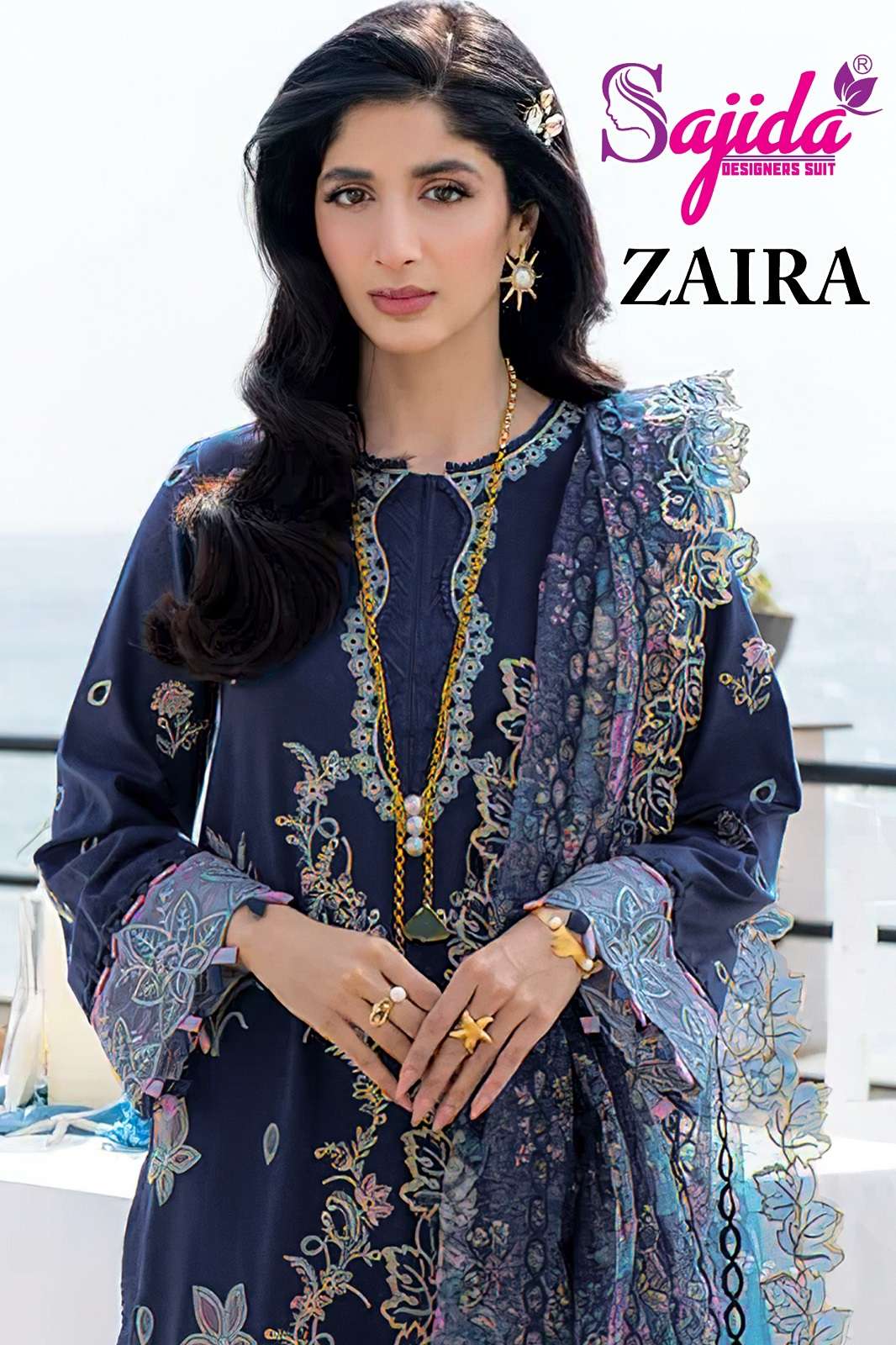 SAJIDA DESIGNER ZAIRA 1054 1055 1056 COTTON EMBROIDERED SUITS