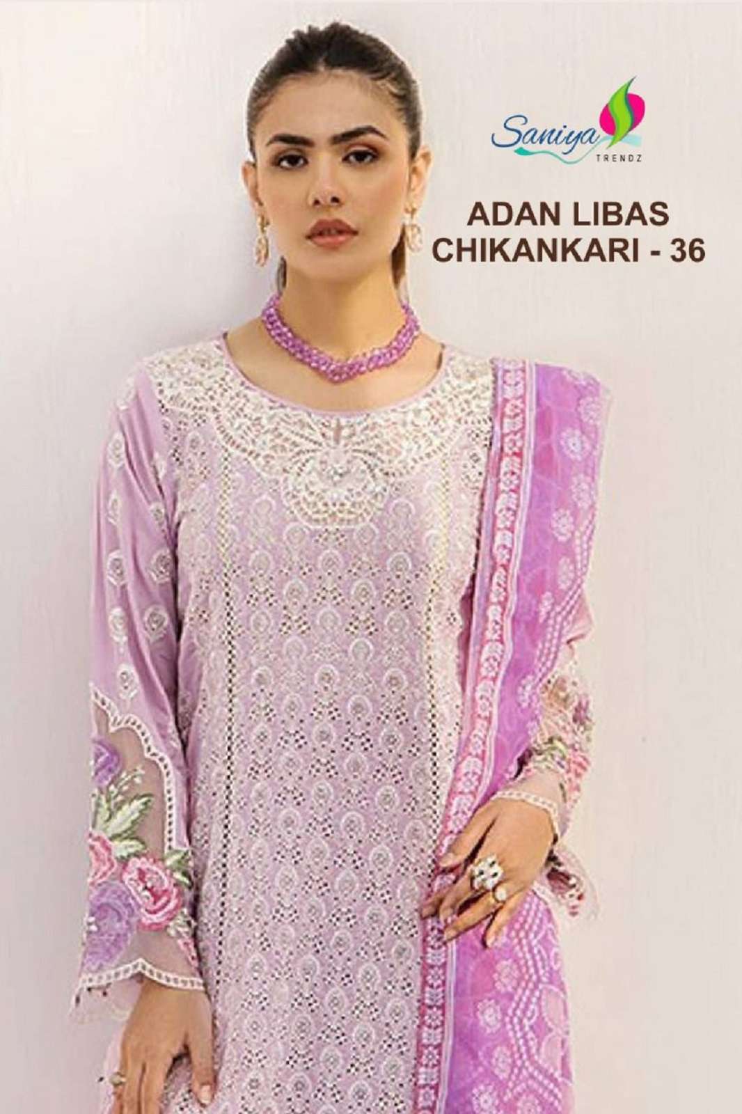 SANIYA TRENDZ ADAN LIBAS CHIKANKARI VOL 36 COTTON SUITS