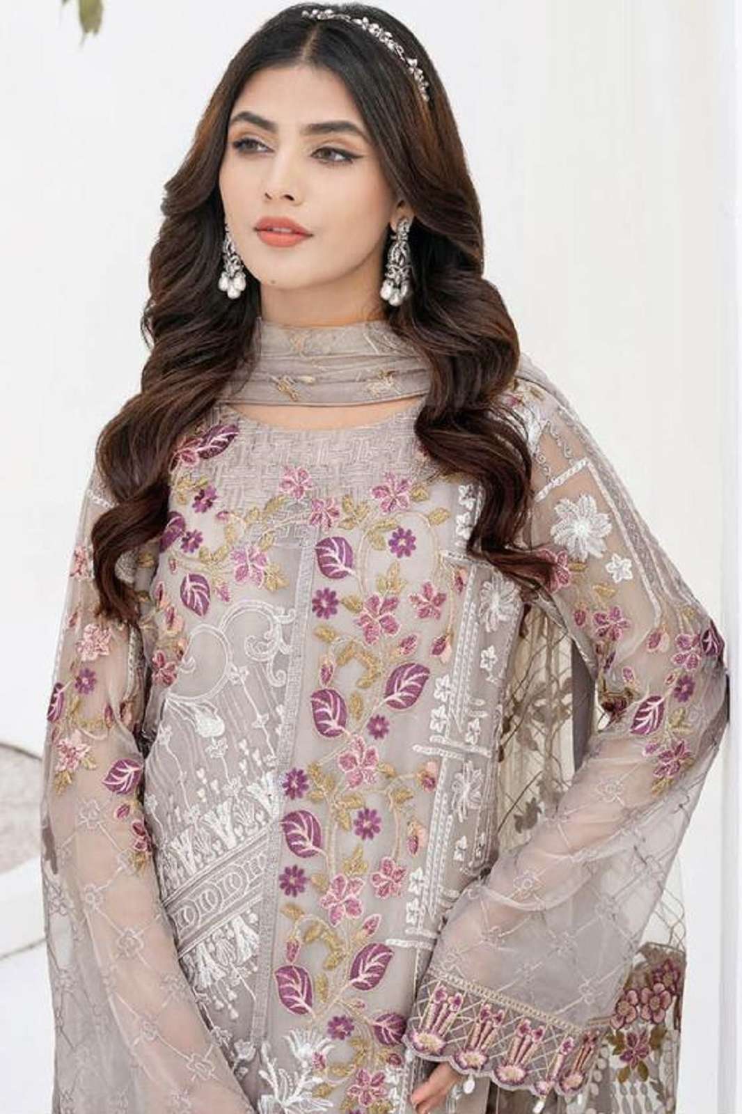 SERINE S 129 FAUX GEORGETTE EMBROIDERED SUITS