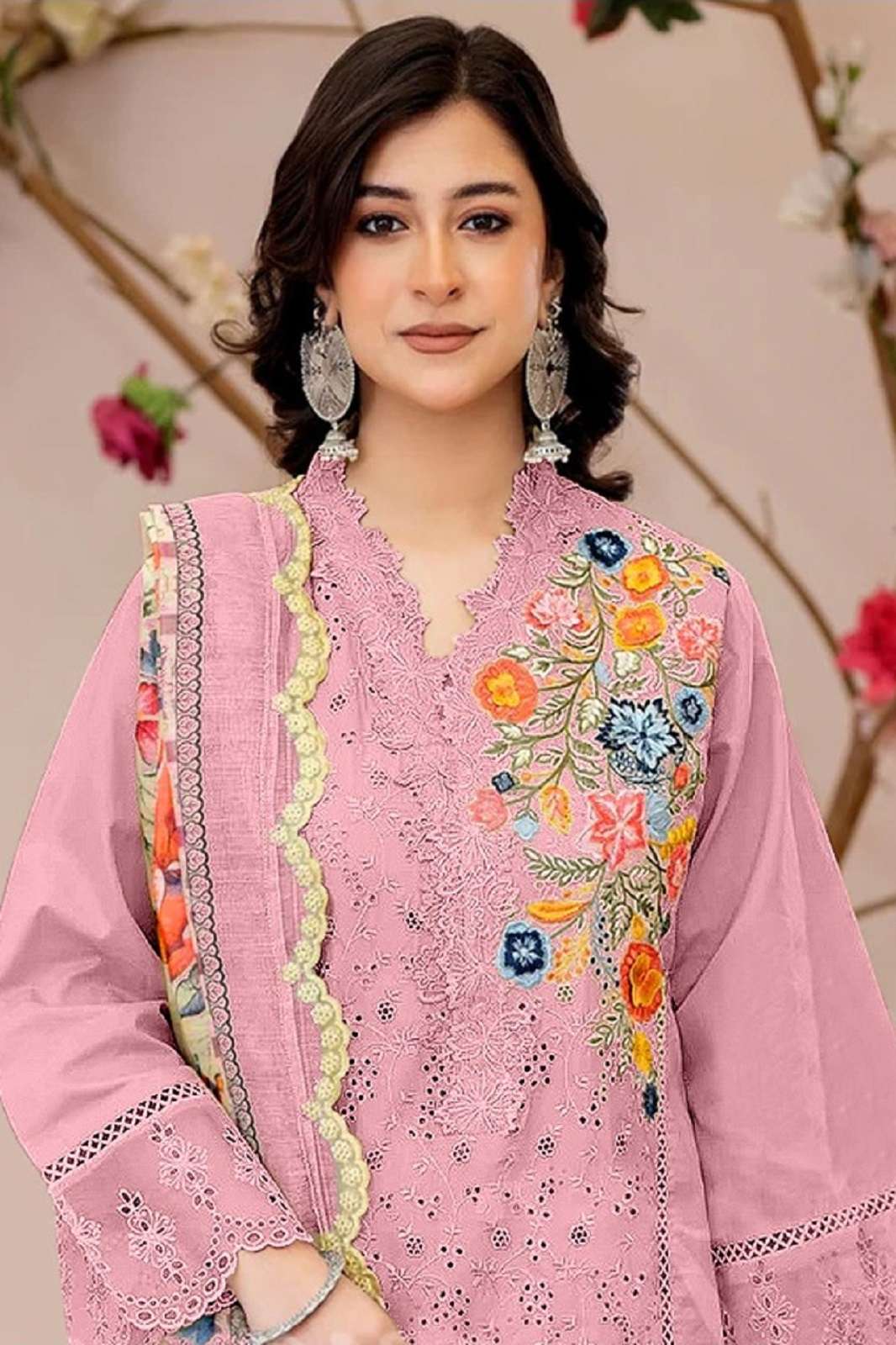 SERINE S 666 A TO D CAMBRIC COTTON EMRBODIERED SUITS