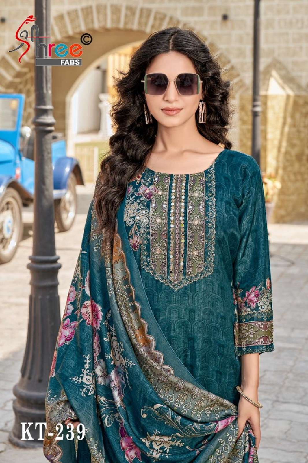 SHREE FAB KT 239 A TO D MUSLINE HAND WORKED SUITS
