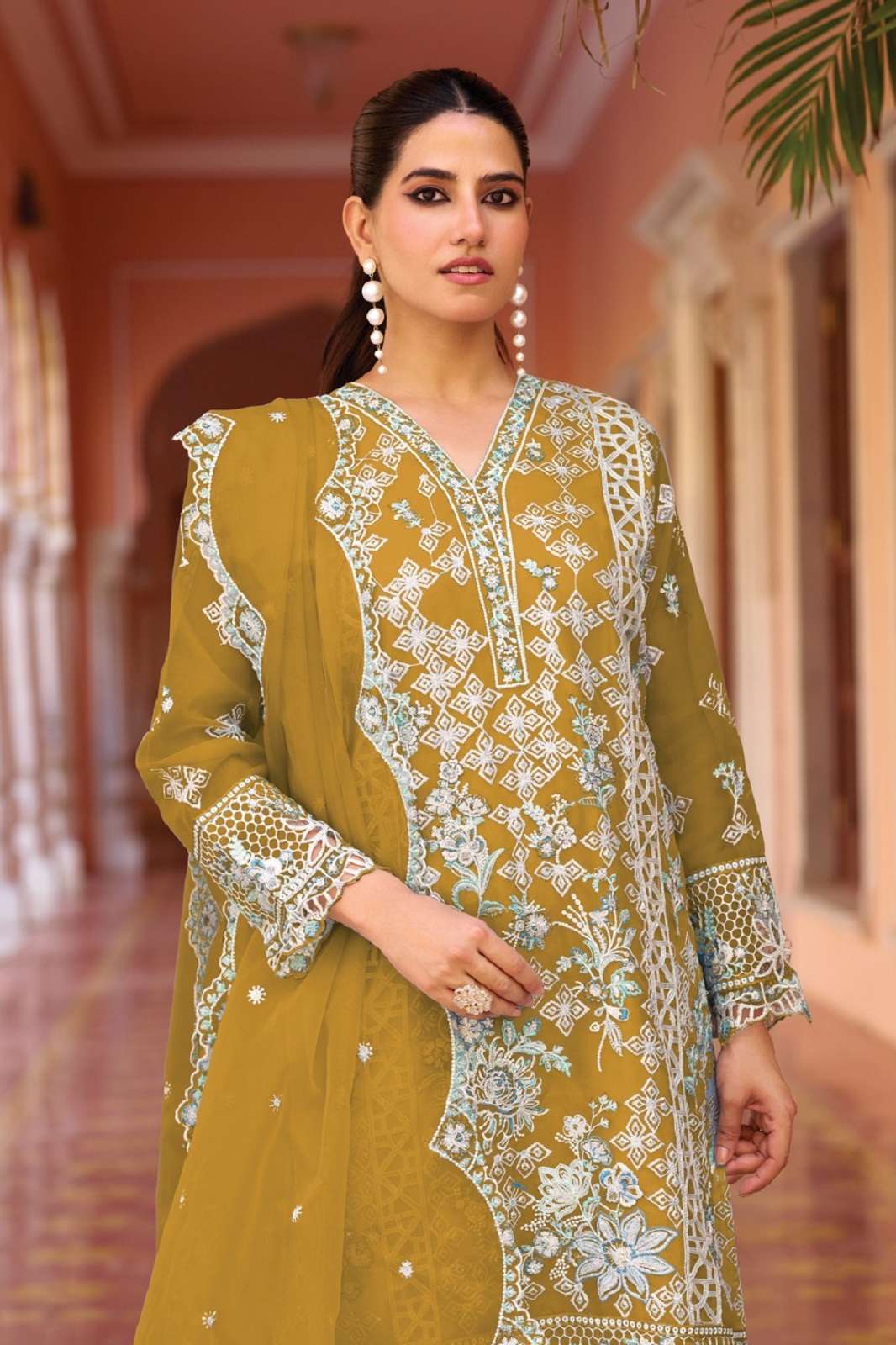SHREE FAB S 5275 ORGANZA EMBROIDERED SALWAR SUITS