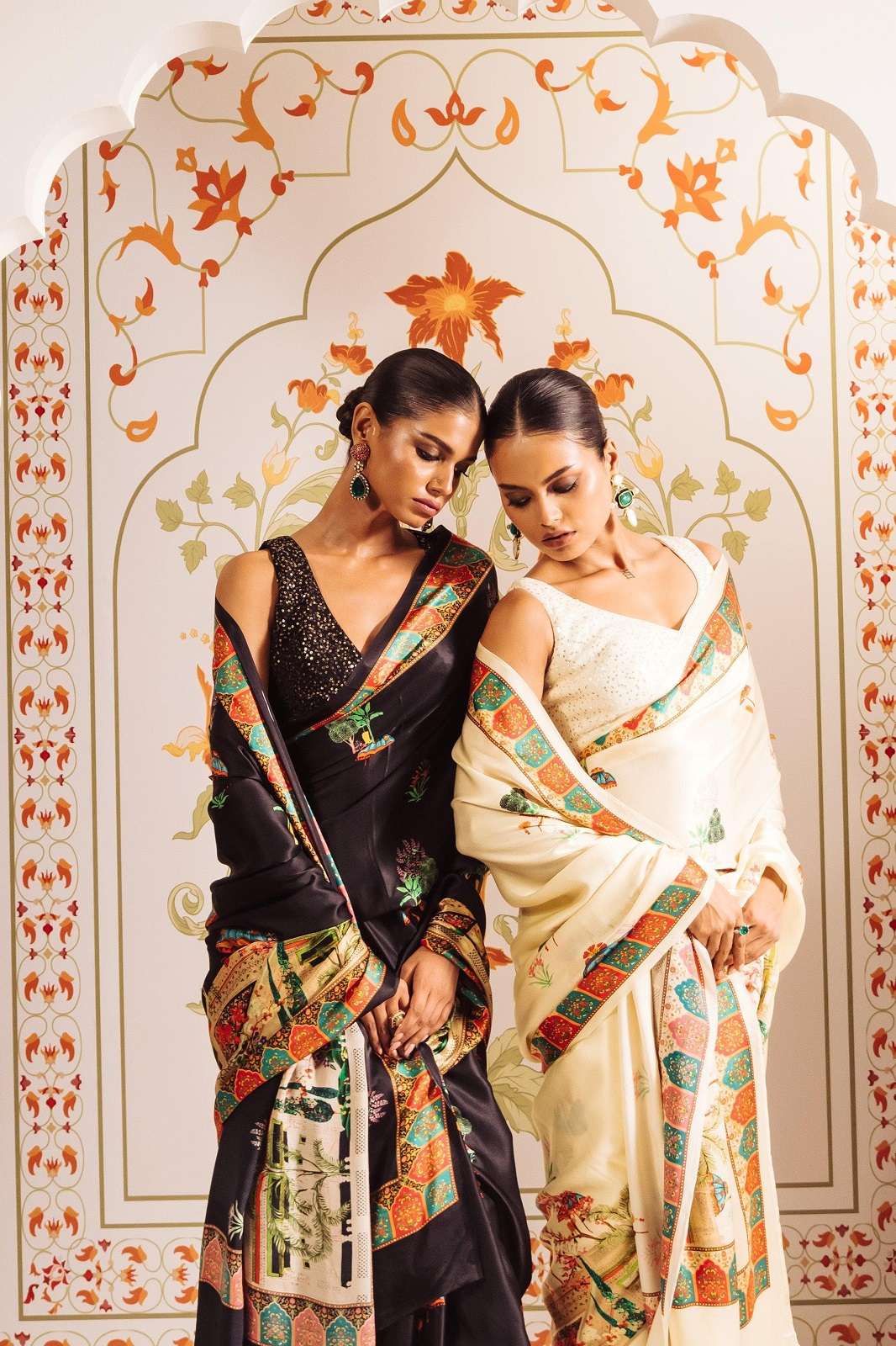 SHRI BALAJI 02 BLACK & WHITE JAPAN SATIN DIGITALLY PRINTED SAREES