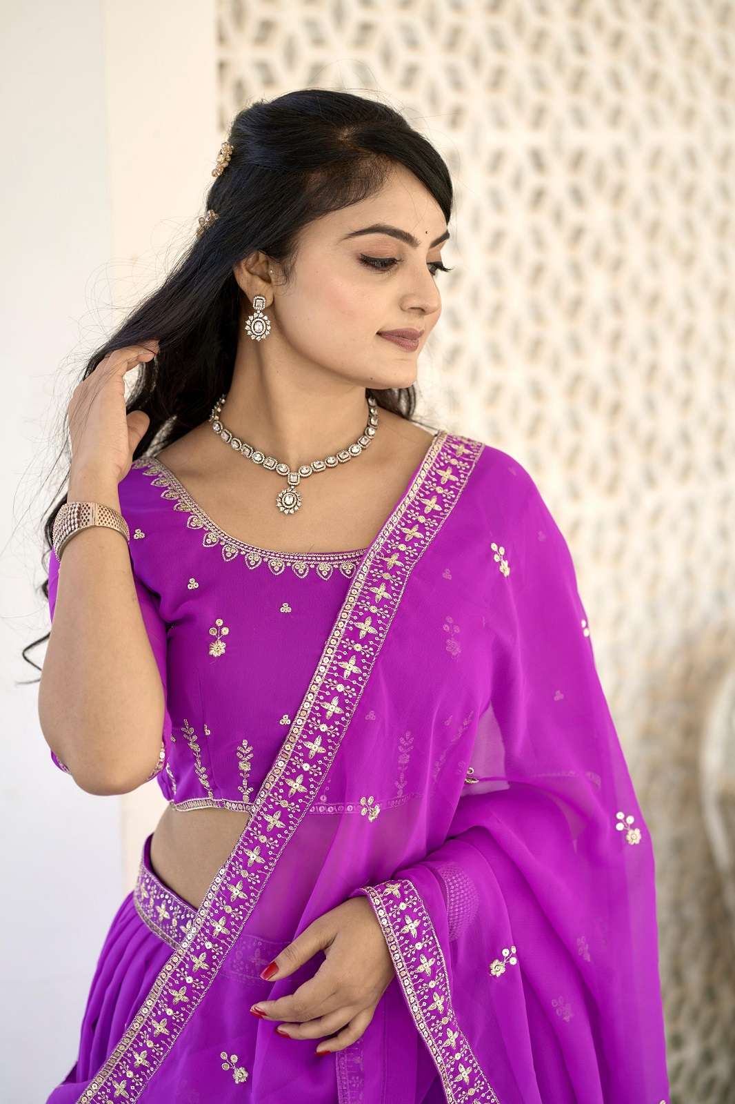 SHRI BALAJI 14445 HEAVY GEORGETTE EMBROIDERED LEHENGAS