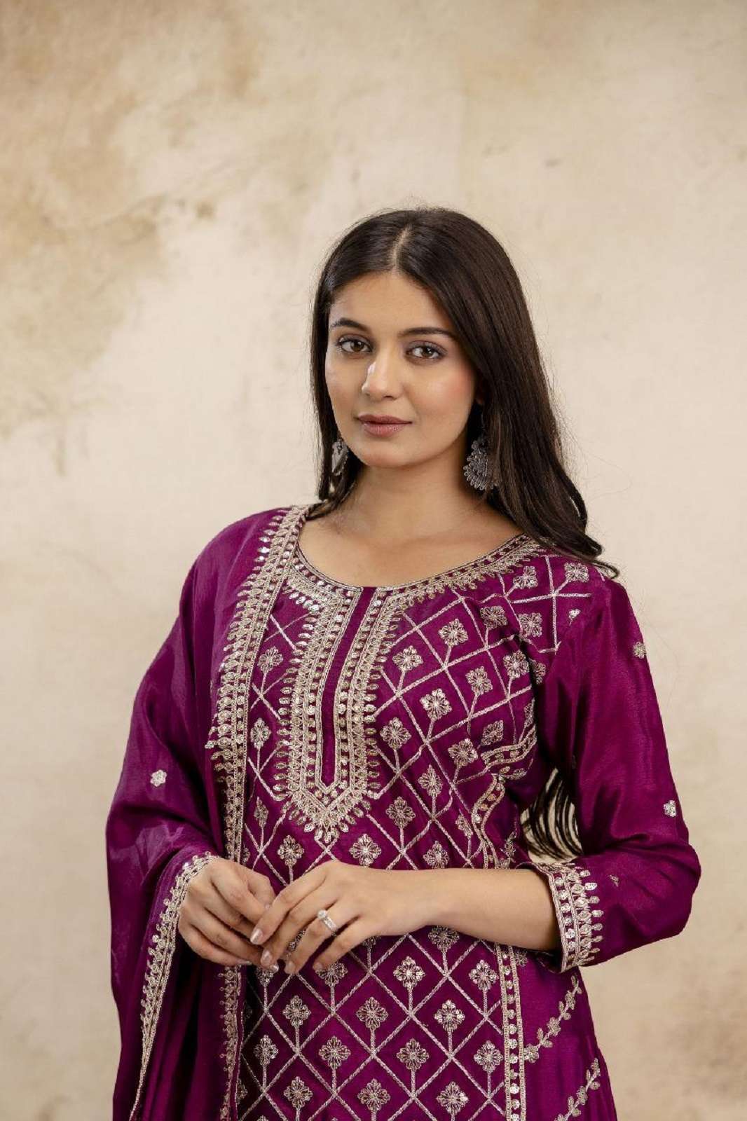 SHRI BALAJI 14766 PREMIUM CHINON EMBROIDERED SUITS