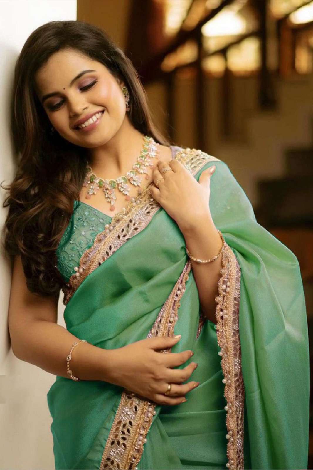 SHRI BALAJI 5075 TISSUE SILK EMBROIDERED SEQUIENCED SAREES